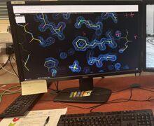   A Computer rendered image of proteins, using the information gathered by the optical microscope. copy