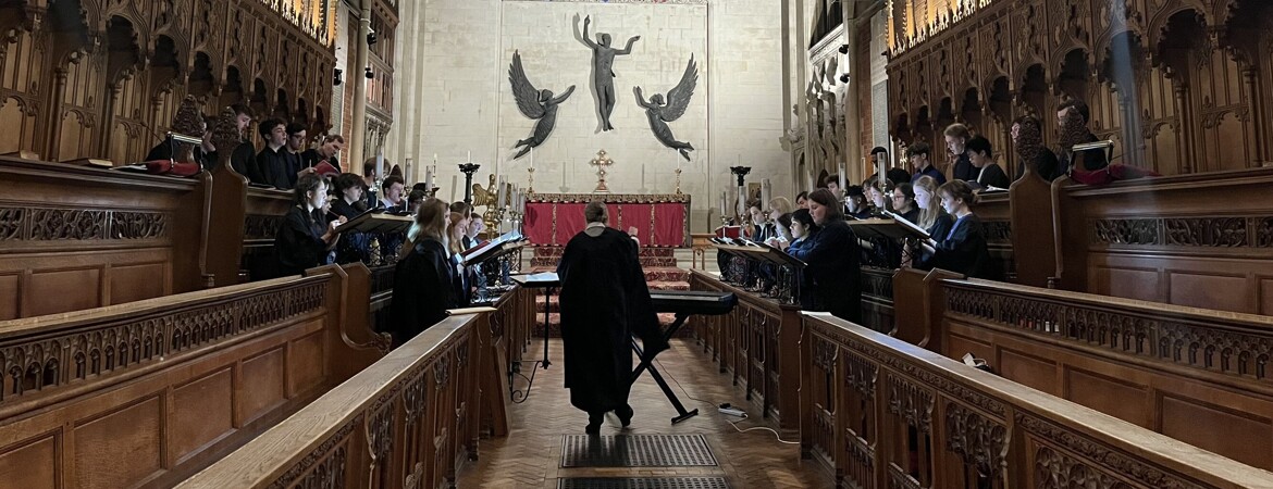 Sixth Form Members sing at Evensong at Selwyn College, Cambridge